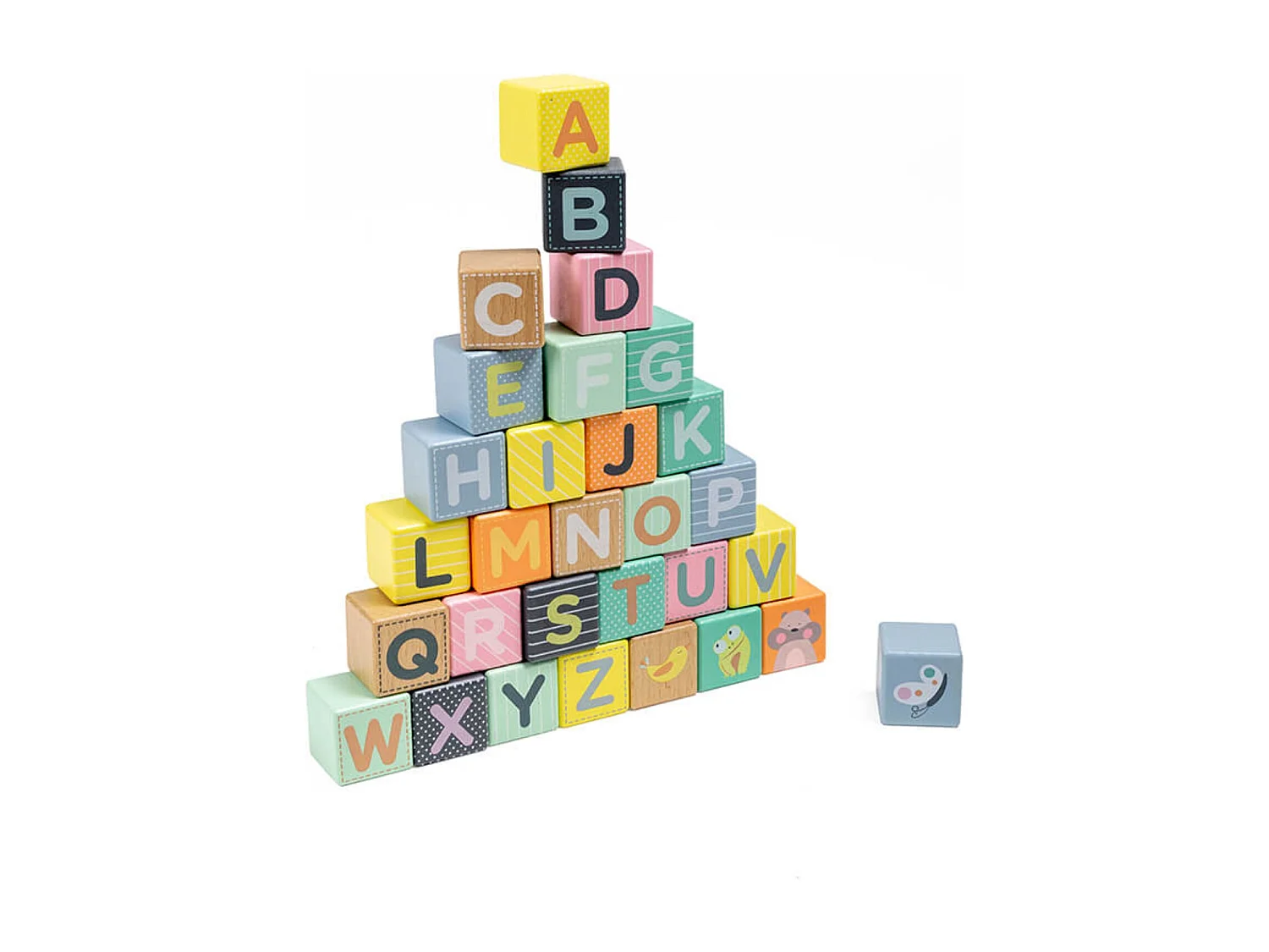 Trotteur en bois avec cubes à jouer - De 18 mois à 3 ans