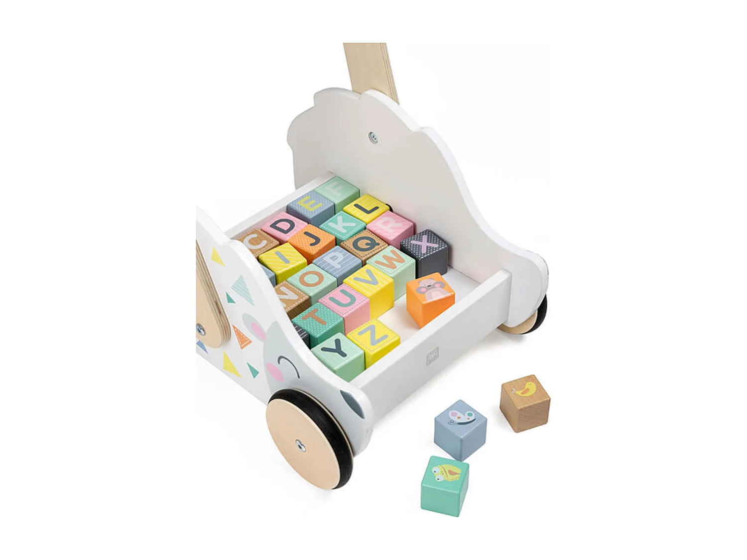 Trotteur en bois avec cubes à jouer - De 18 mois à 3 ans