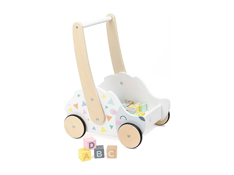 Trotteur en bois avec cubes à jouer - De 18 mois à 3 ans