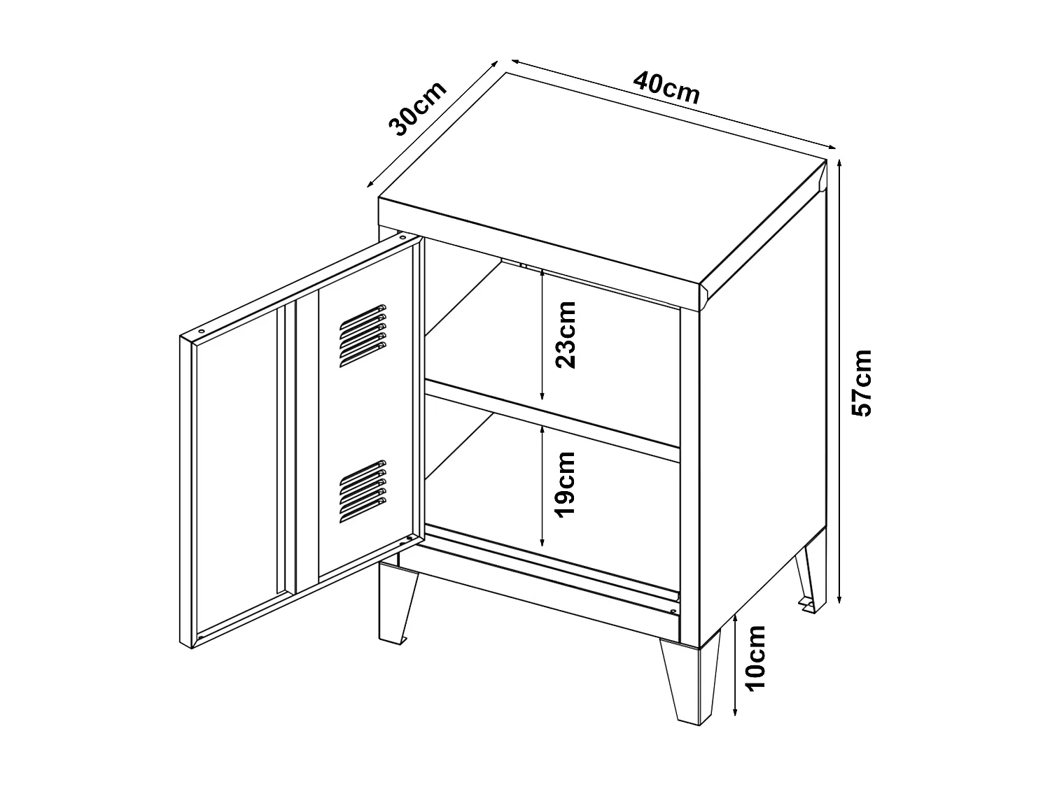 Table de chevet Inari poignée porte à droite 57 x 40 x 30 cm rose [en.casa]