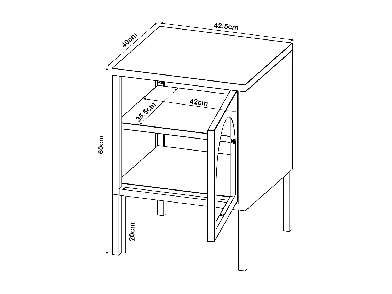 Table de chevet Karlskrona acier verre strié 60 x 43 x 40 cm noir mat [en.casa]