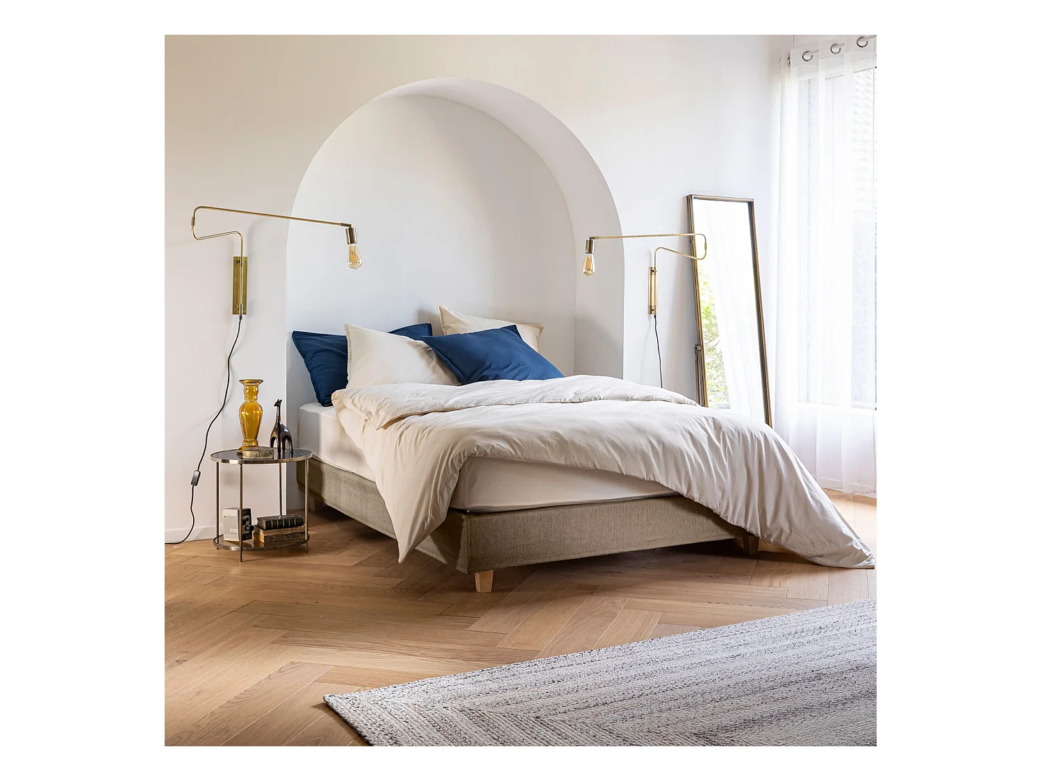 Cache-sommier Beige LEAVE - Someo 160x200