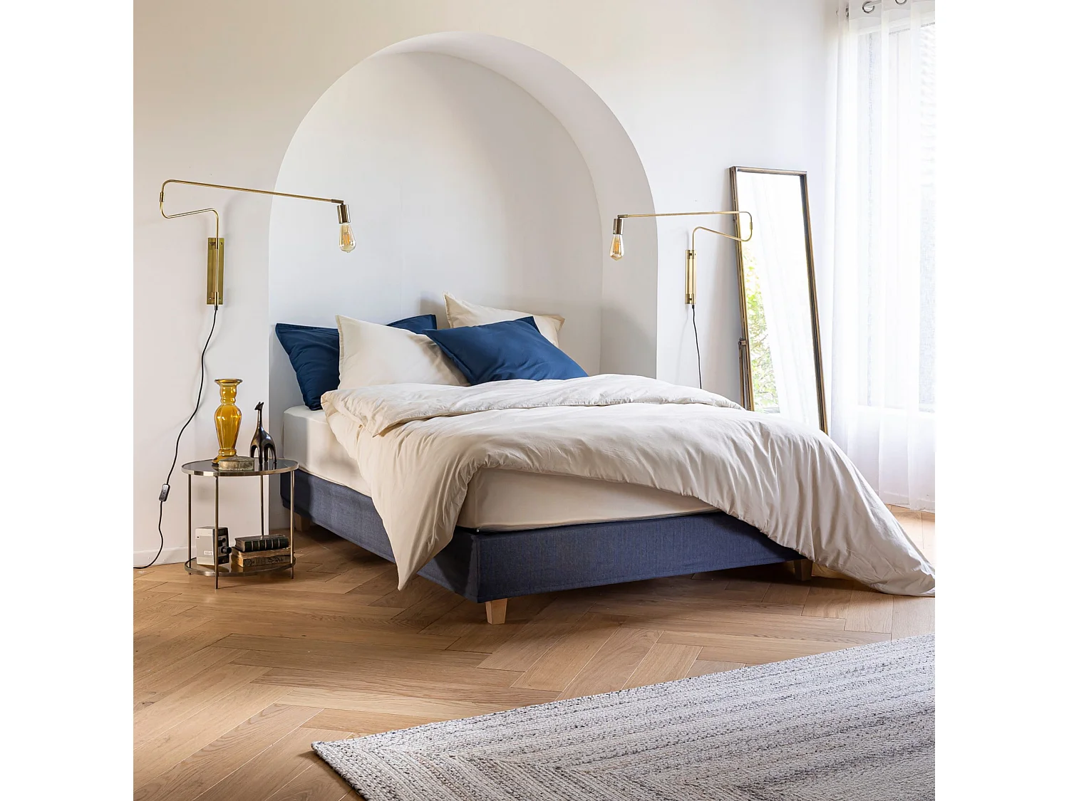 Cache-sommier LEAVE Marine- Someo 90x190 cm