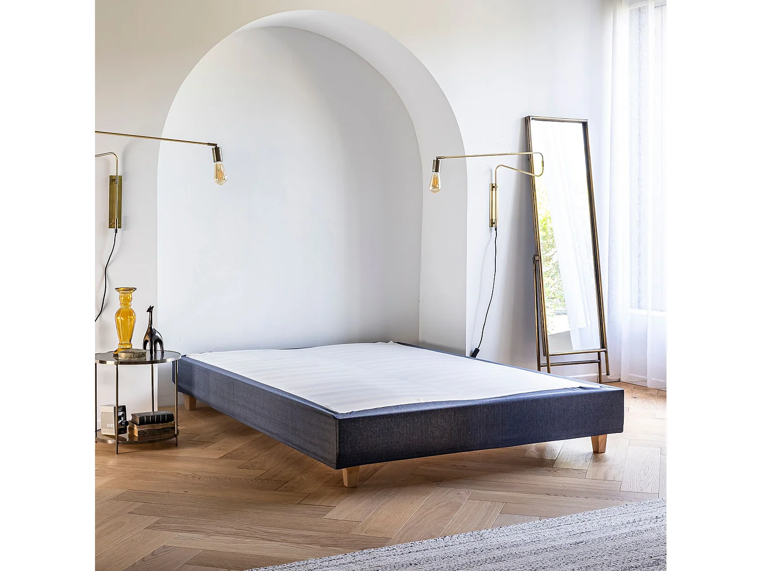 Cache-sommier Marine LEAVE - Someo 140x190 cm