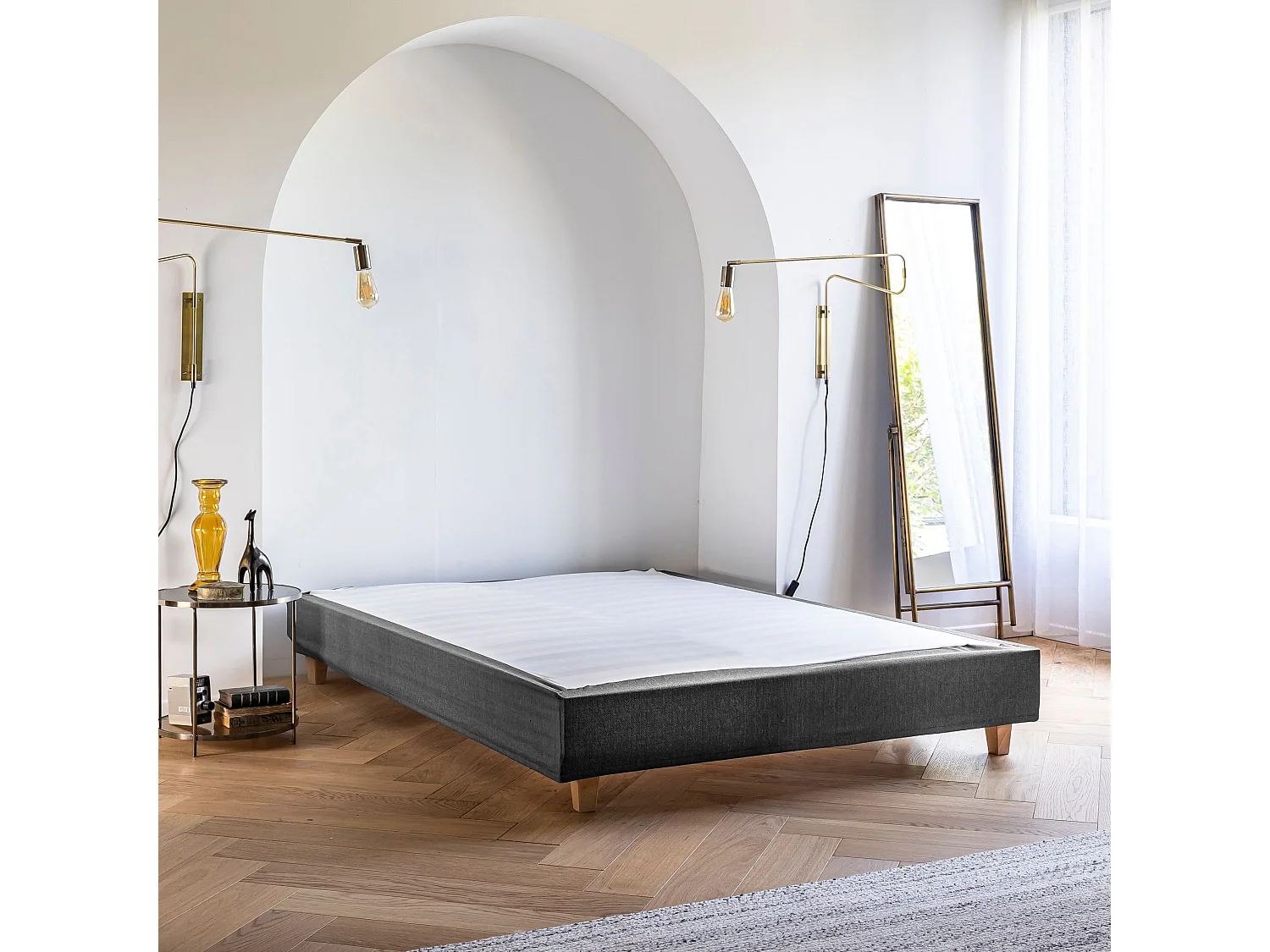 Cache-sommier Anthracite LEAVE - Someo 90x200 cm