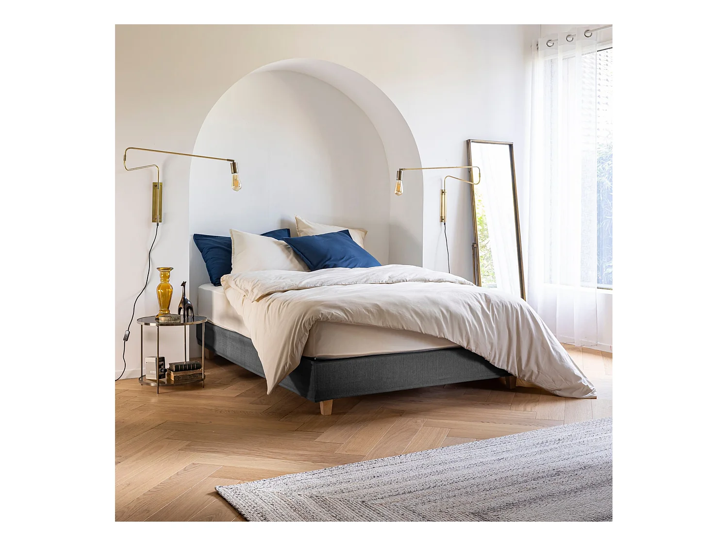 Cache-sommier Anthracite LEAVE - Someo 160x200