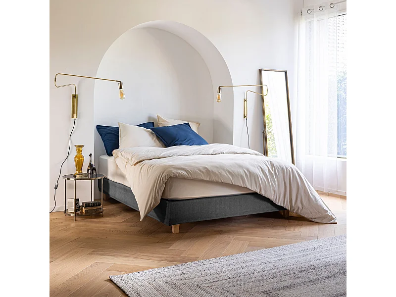 Cache-sommier Anthracite LEAVE - Someo 90x190 cm