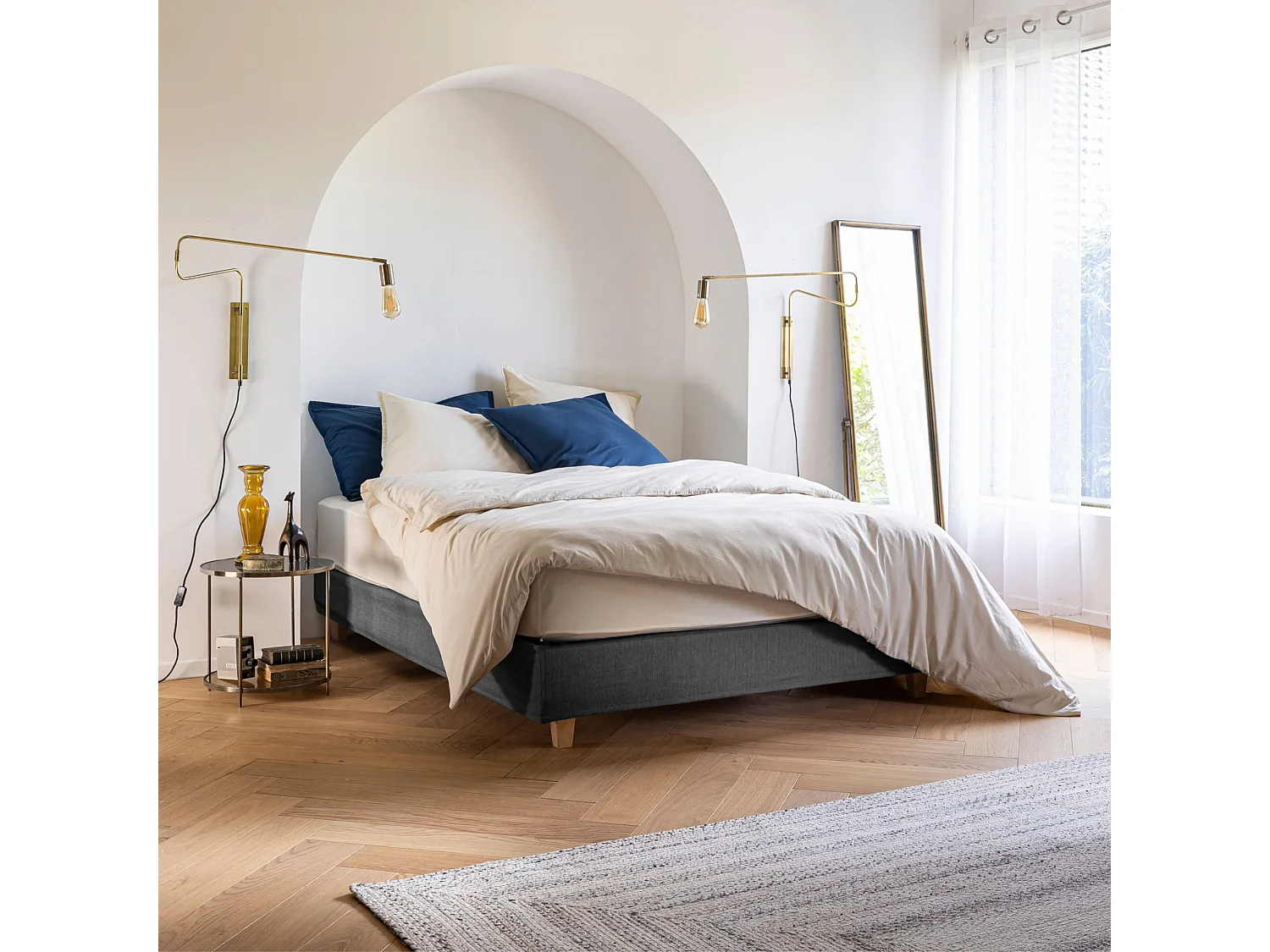 Cache-sommier Anthracite LEAVE - Someo 140x190 cm