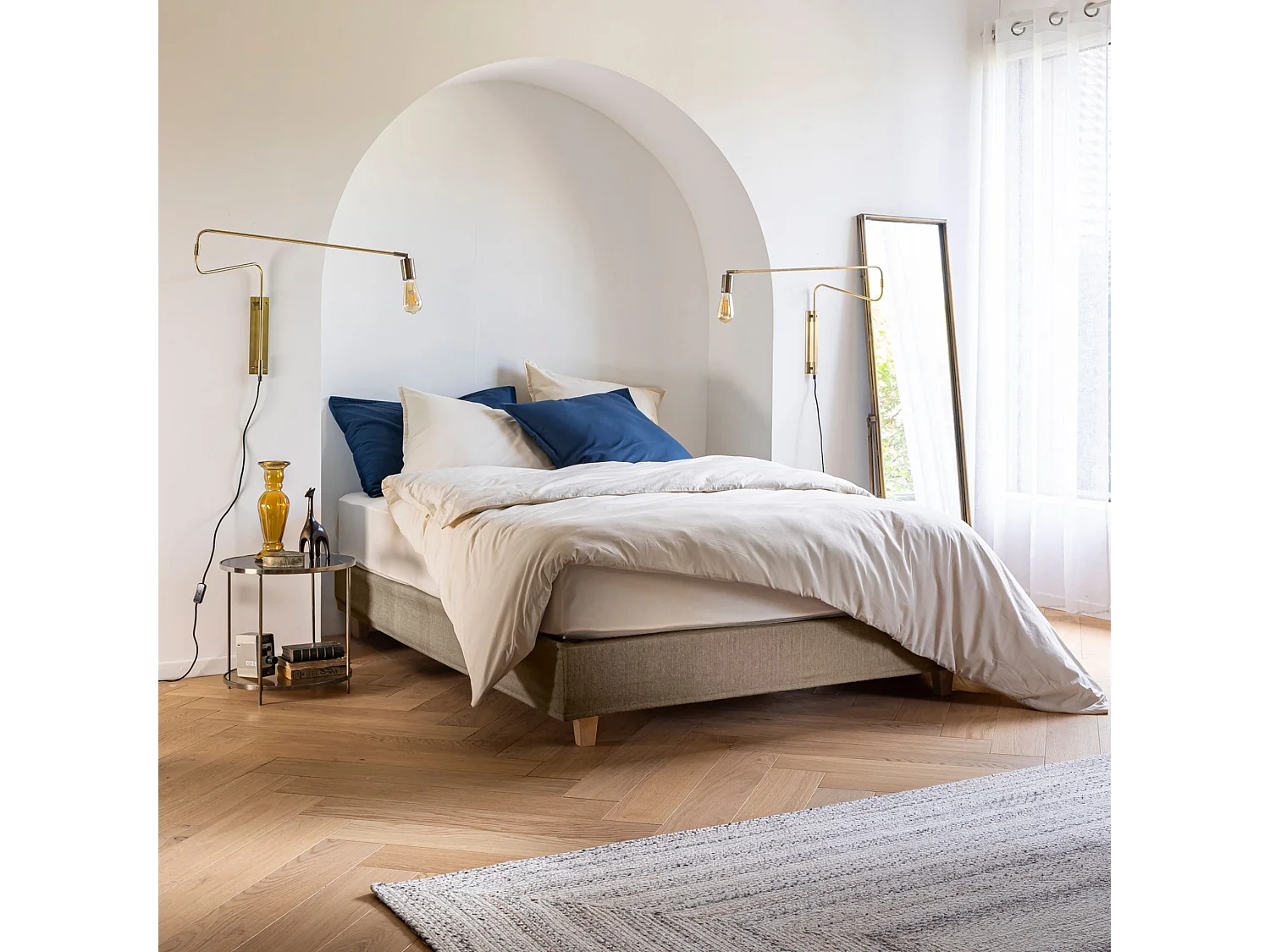 Cache-sommier Beige LEAVE - Someo 90x200 cm