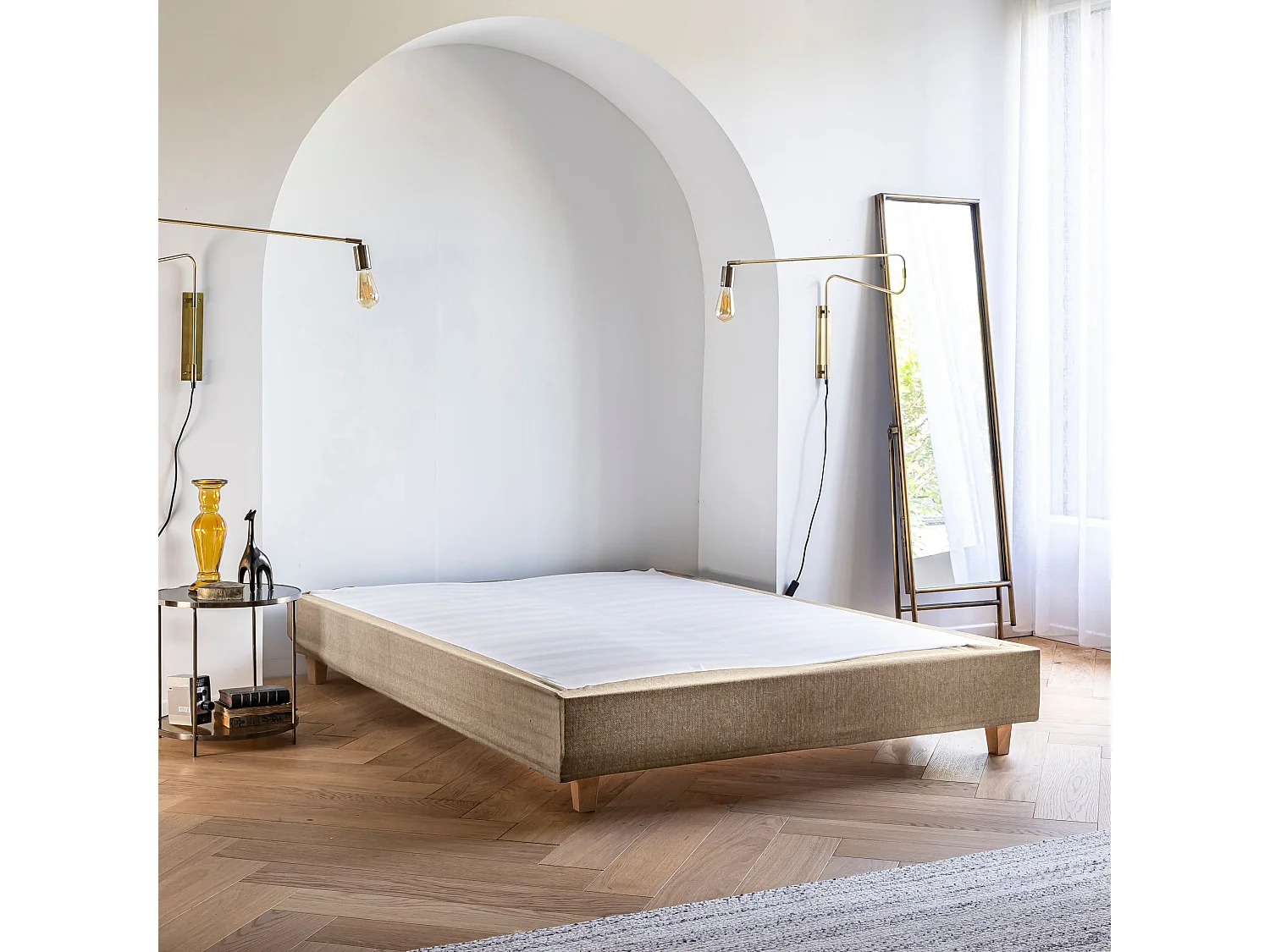 Cache-sommier Beige LEAVE - Someo 90x200 cm