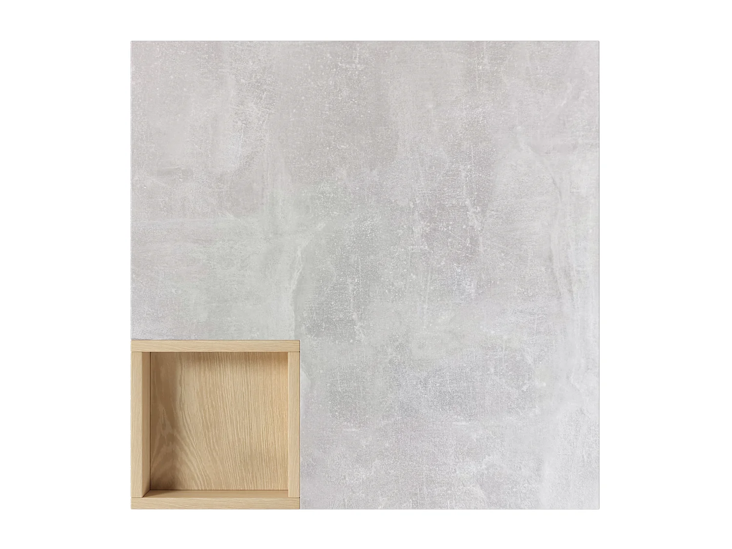 URBAN MEUBLE Table basse carré moderne effet béton gris et une boit de rangement bois nature 72*72*30 CROKS