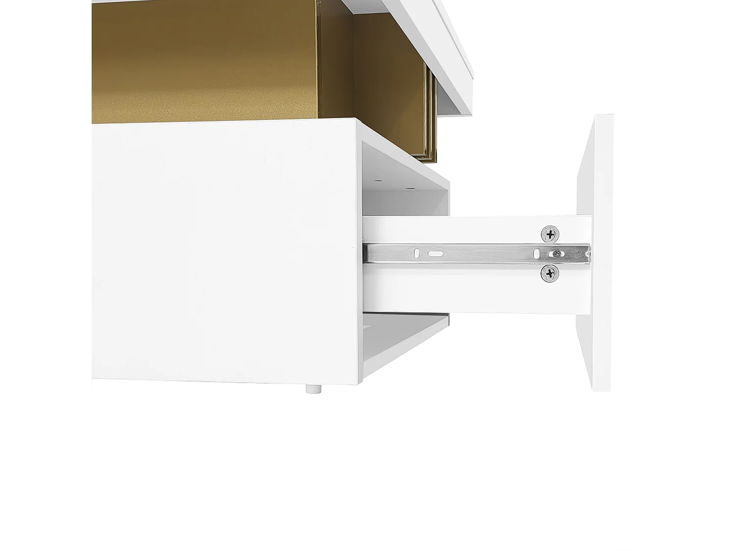 URBAN MEUBLE Table basse rectangulaire effet marbre blanche brillante avec 2 tiroirs 100*50*40 cm