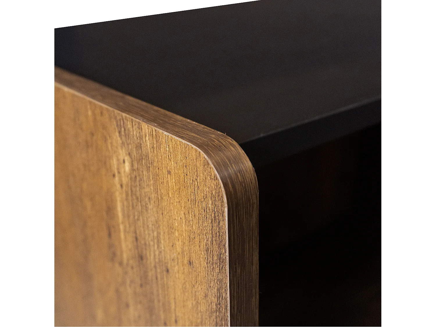 Table Basse moderne effet bois et noir 2 portes CUNGRUNS