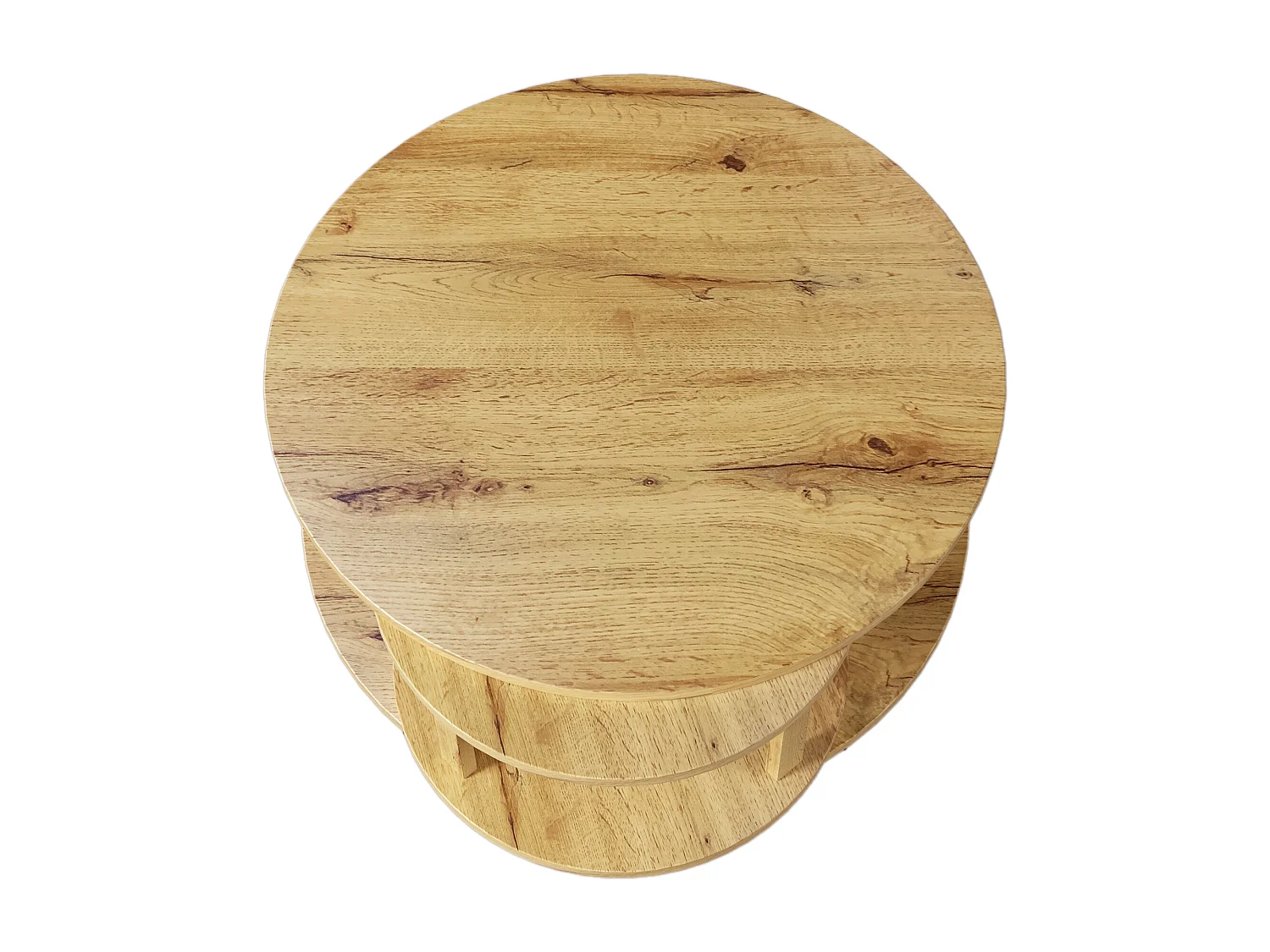 URBAN MEUBLE Table basse effet bois et noir, rangement interne rotatif