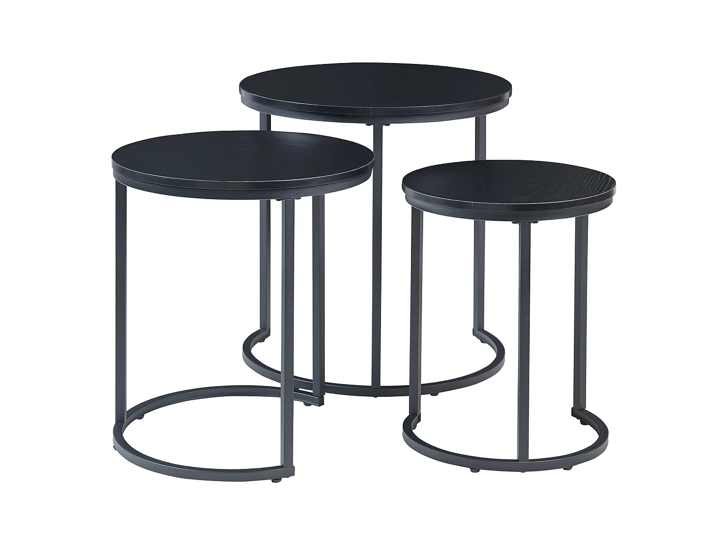 Lot de 3 tables basses gigognes Ulricehamn noir [en.casa]
