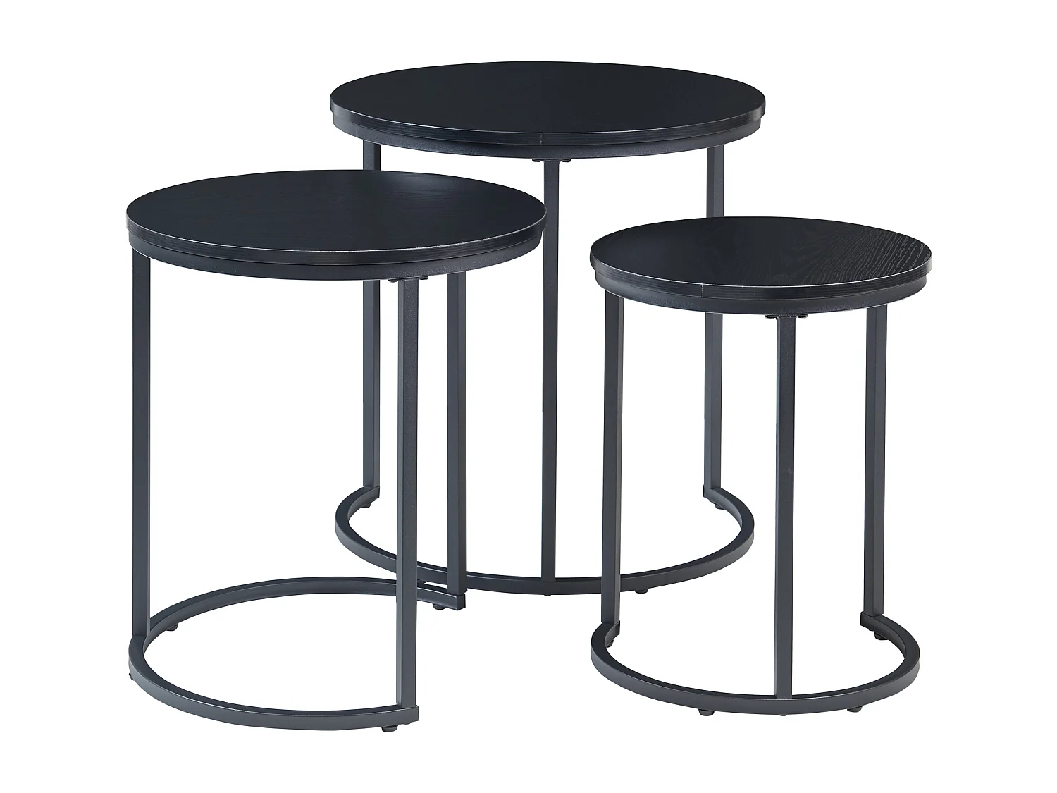 Lot de 3 tables basses gigognes Ulricehamn noir [en.casa]