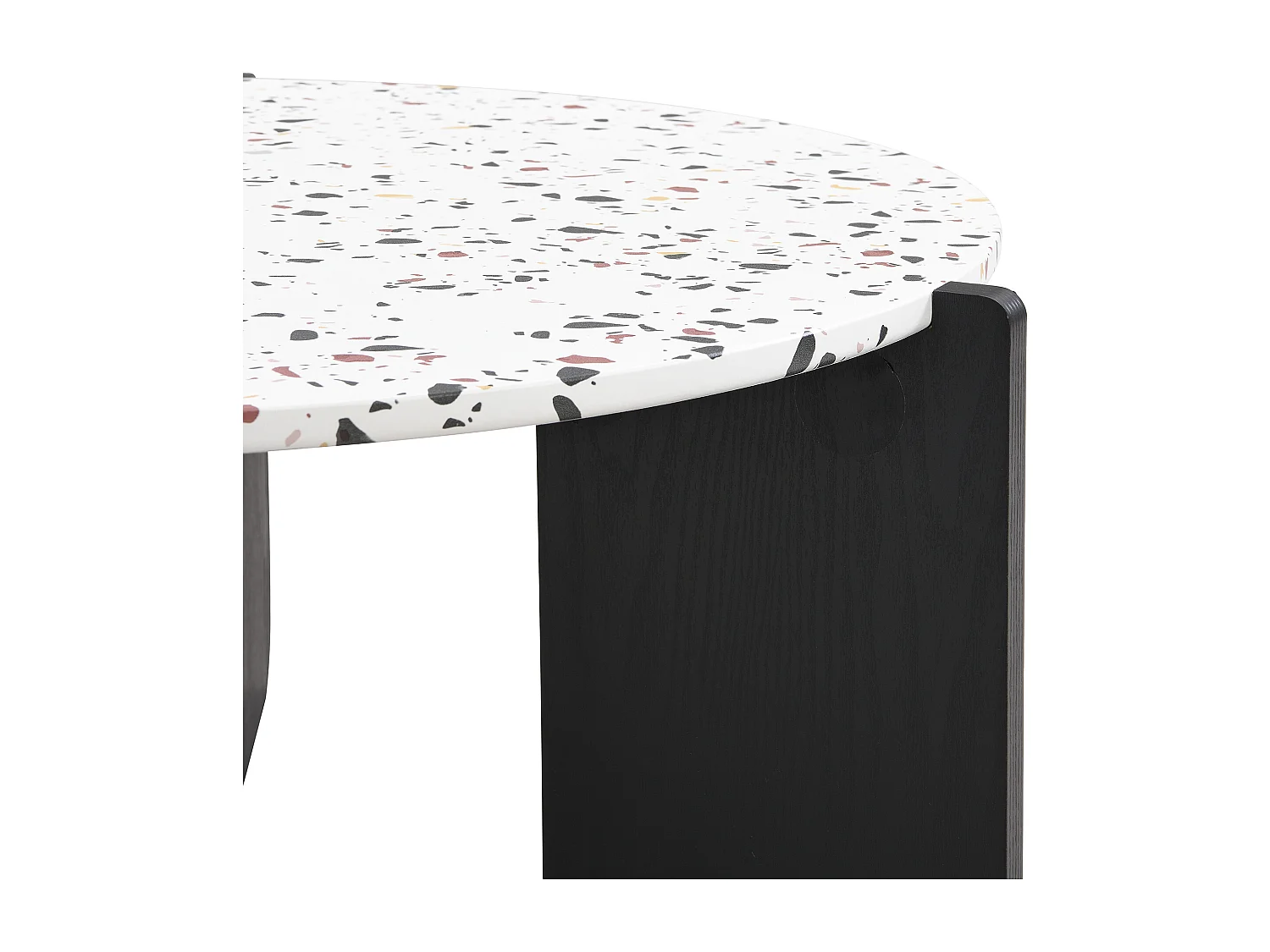 Ensemble de 2 tables basses gigognes moderne blanc et pieds noirs QEGZA BLACK