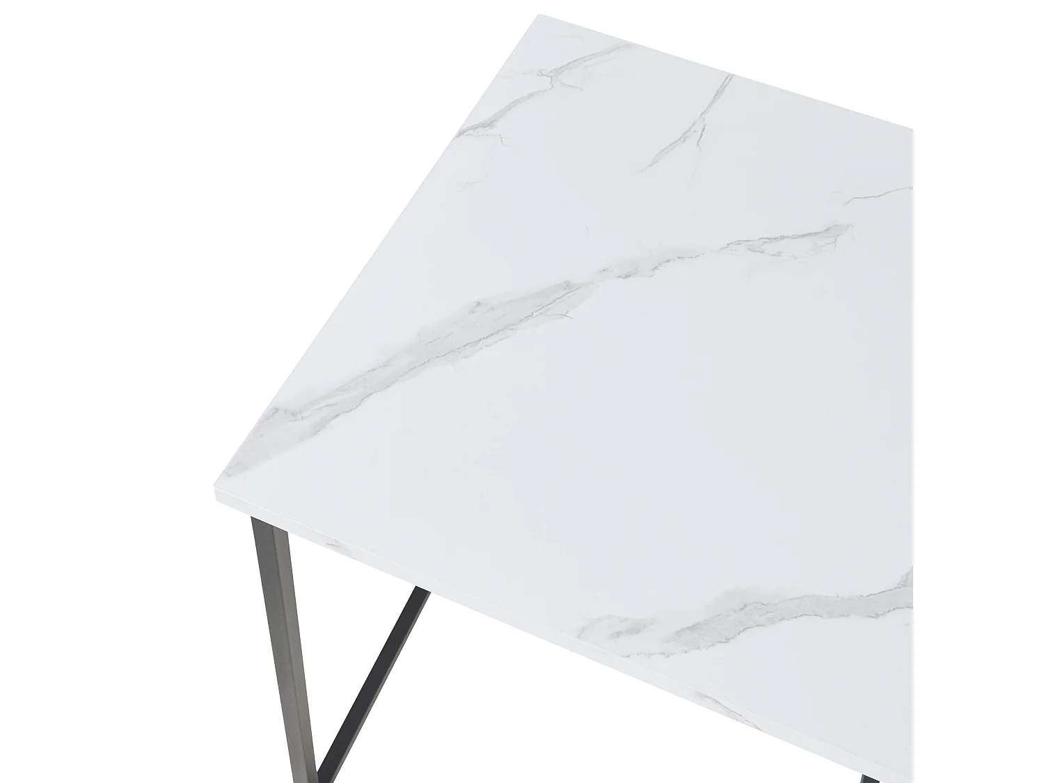 Lot de 3 tables basses gigognes Trollhättan noir effet marbre blanc [en.casa]