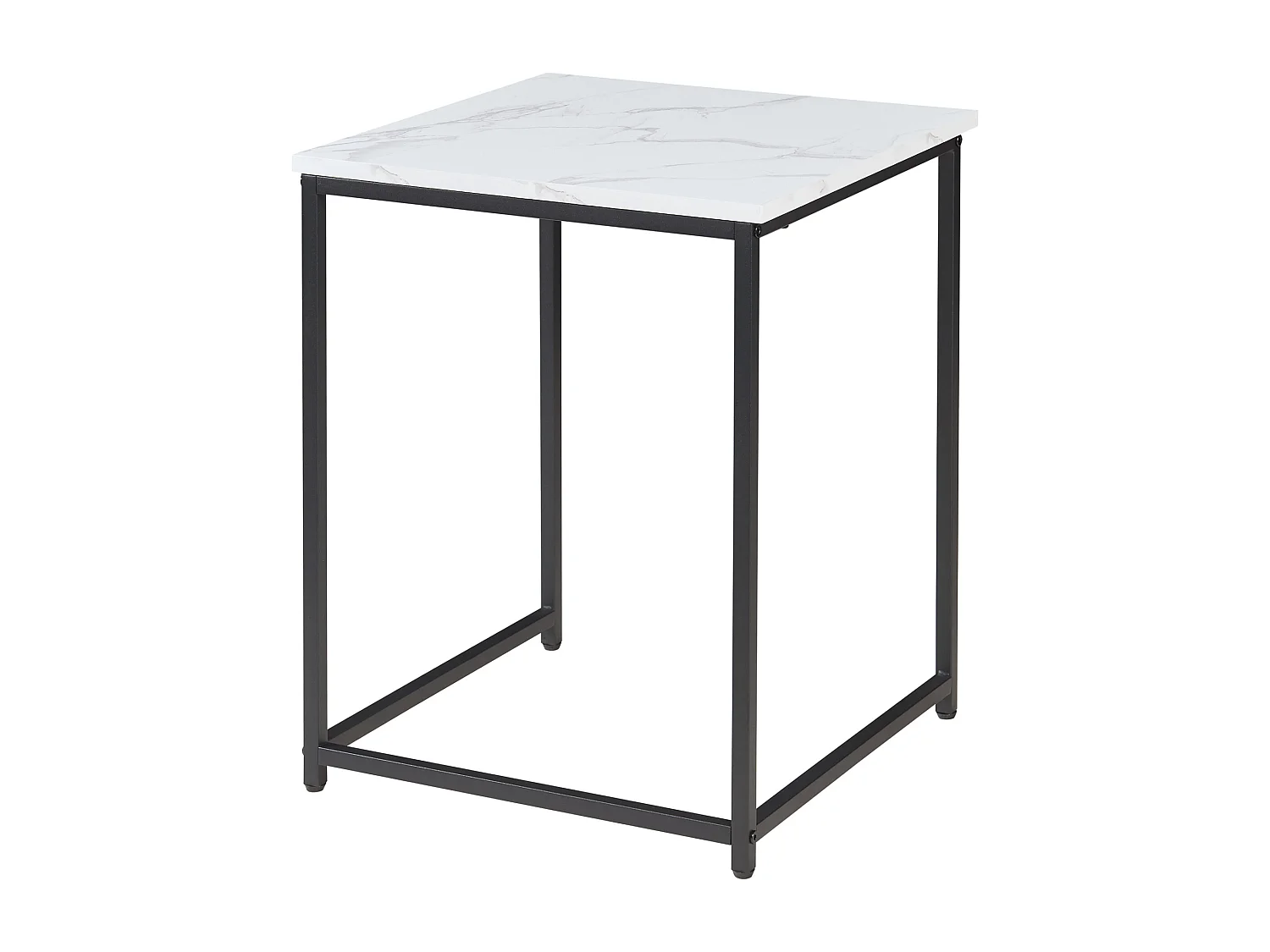 Lot de 3 tables basses gigognes Trollhättan noir effet marbre blanc [en.casa]