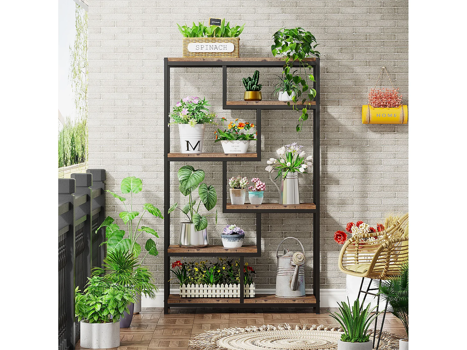 Bibliothèque, Étagère de Rangement à 5 Niveaux, Meuble de Rangement pour Salon, Chambre, Bureau (Brun Rustique)