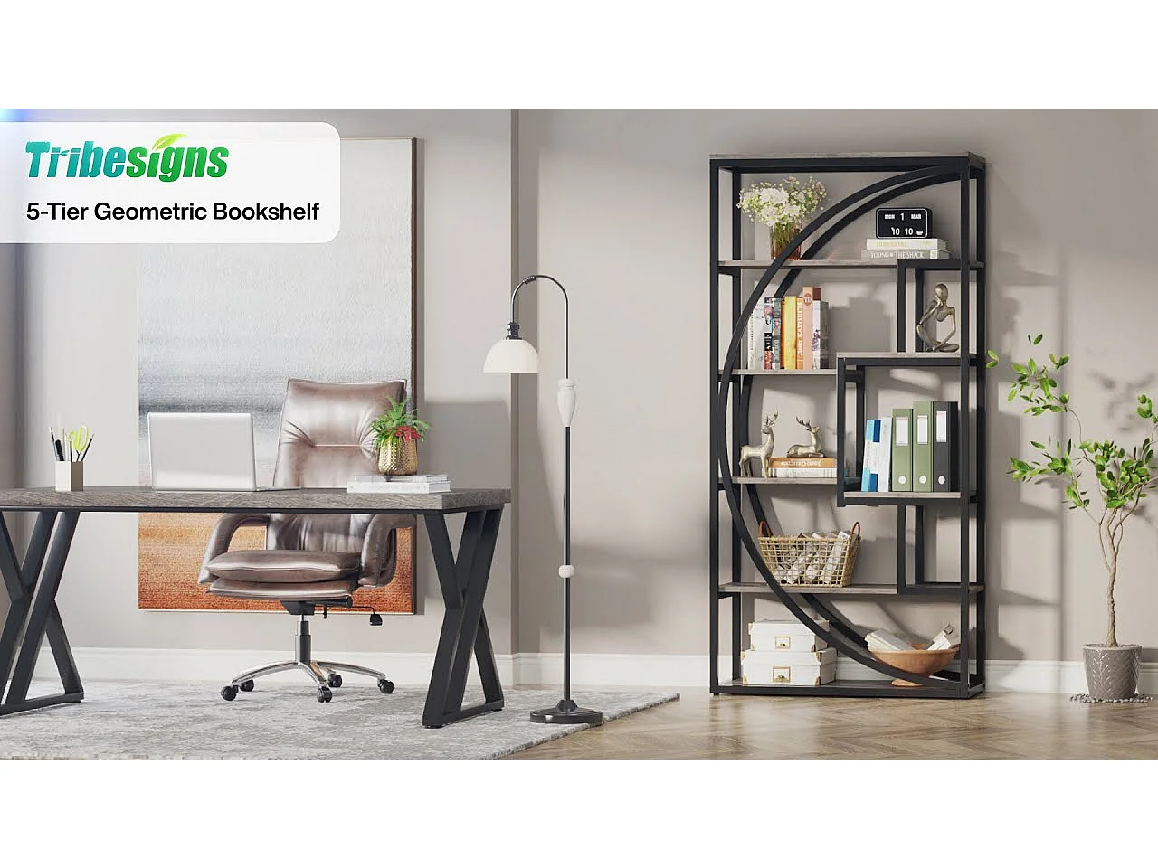 Bibliothèque Industrielle à 5 Niveaux, Bibliothèque de 180 cm de Hauteur avec 8 Étagères de Rangement Ouvertes