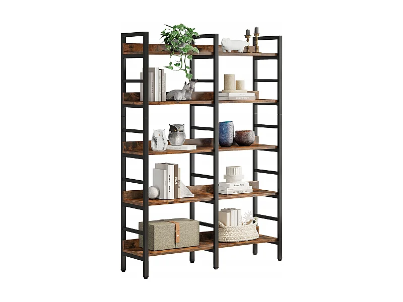 Biblioteca, Estantería de oficina de 5 niveles, Estantería de pie, Biblioteca abierta, Grande, Estilo industrial, 180 x 80 x 30 cm