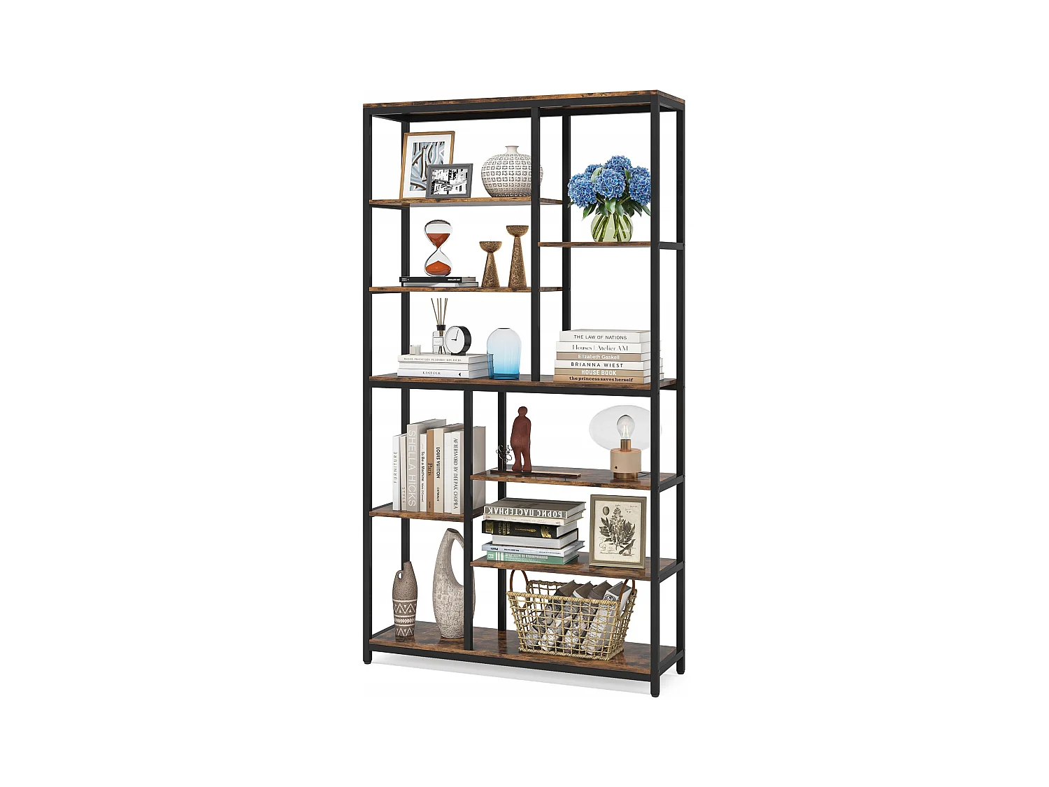 Bibliothèque, Étagère de Rangement à 9 Niveaux, Meuble de Rangement, Bibliothèque Industrielle Metal