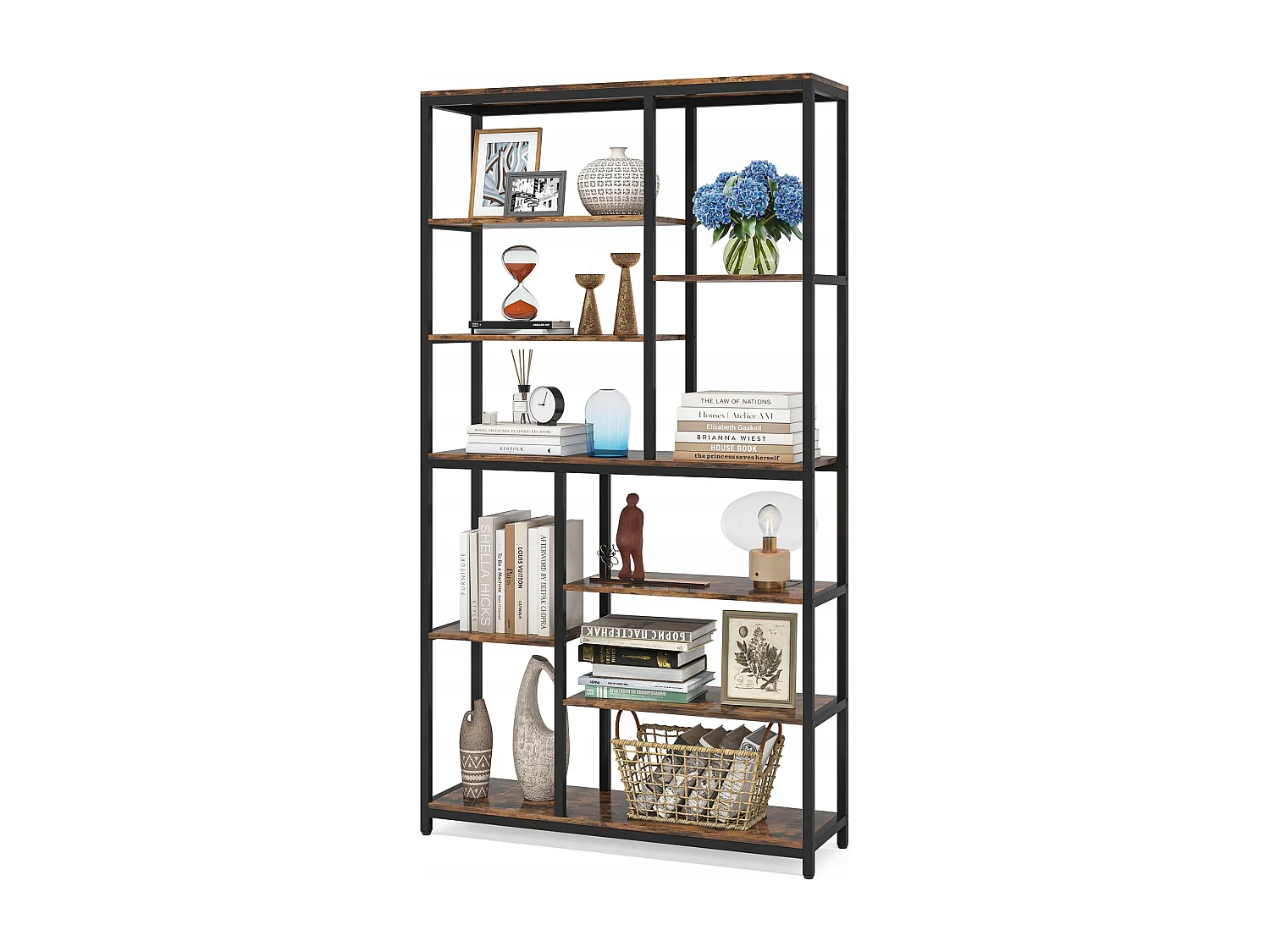 Bibliothèque, Étagère de Rangement à 9 Niveaux, Meuble de Rangement, Bibliothèque Industrielle Metal