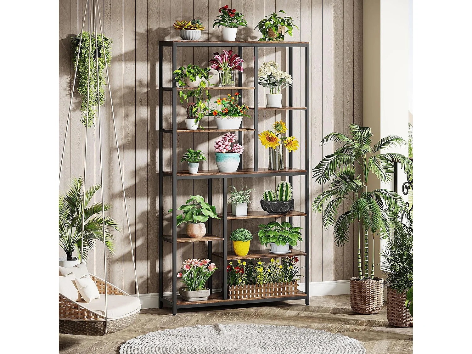 Boekenkast, 9-laags opbergplank, opbergmeubel, industriële metalen boekenkast