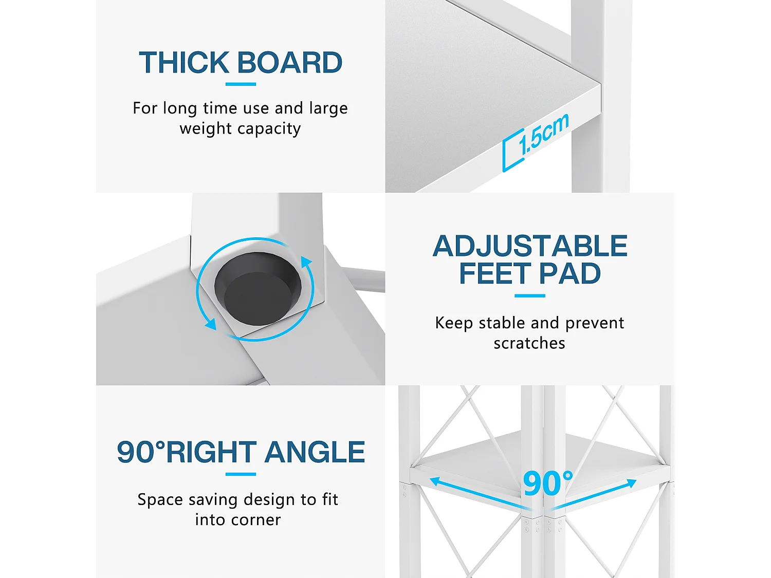 Bibliothèque d'angle, étagère de Rangement étagère bibliothèque, Support de Plante, 6 Niveaux Industriel pour la Maison, Bureau