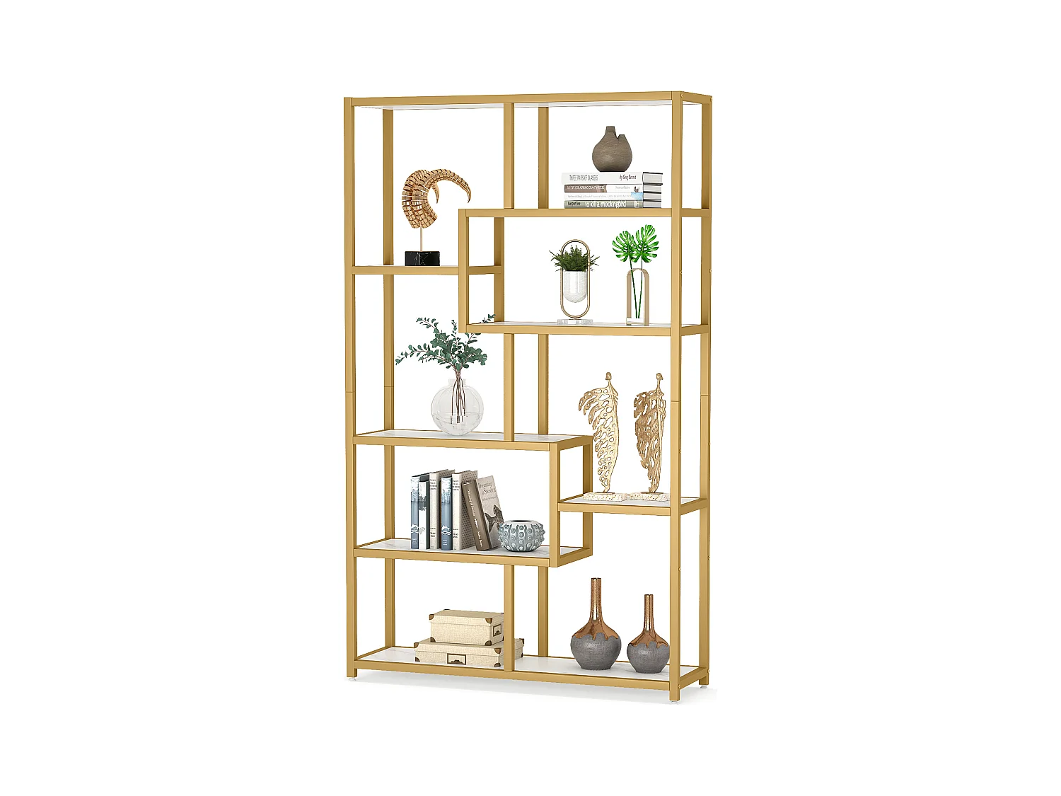 8-laags boekenkast, 100 x 30 x 180 cm vrijstaande boekenkast, vrijstaande boekenkast decoratieve opbergplanken