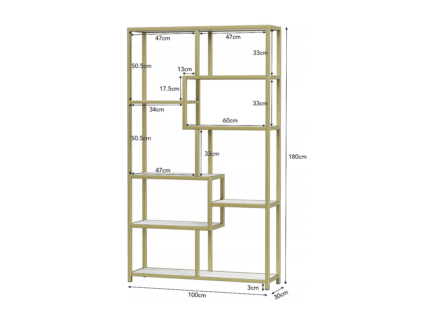 Bibliothèque à 8 étages, 100 x 30 x 180 cm Étagère indépendante, étagère sur Pied Étagères de Rangement décoratives