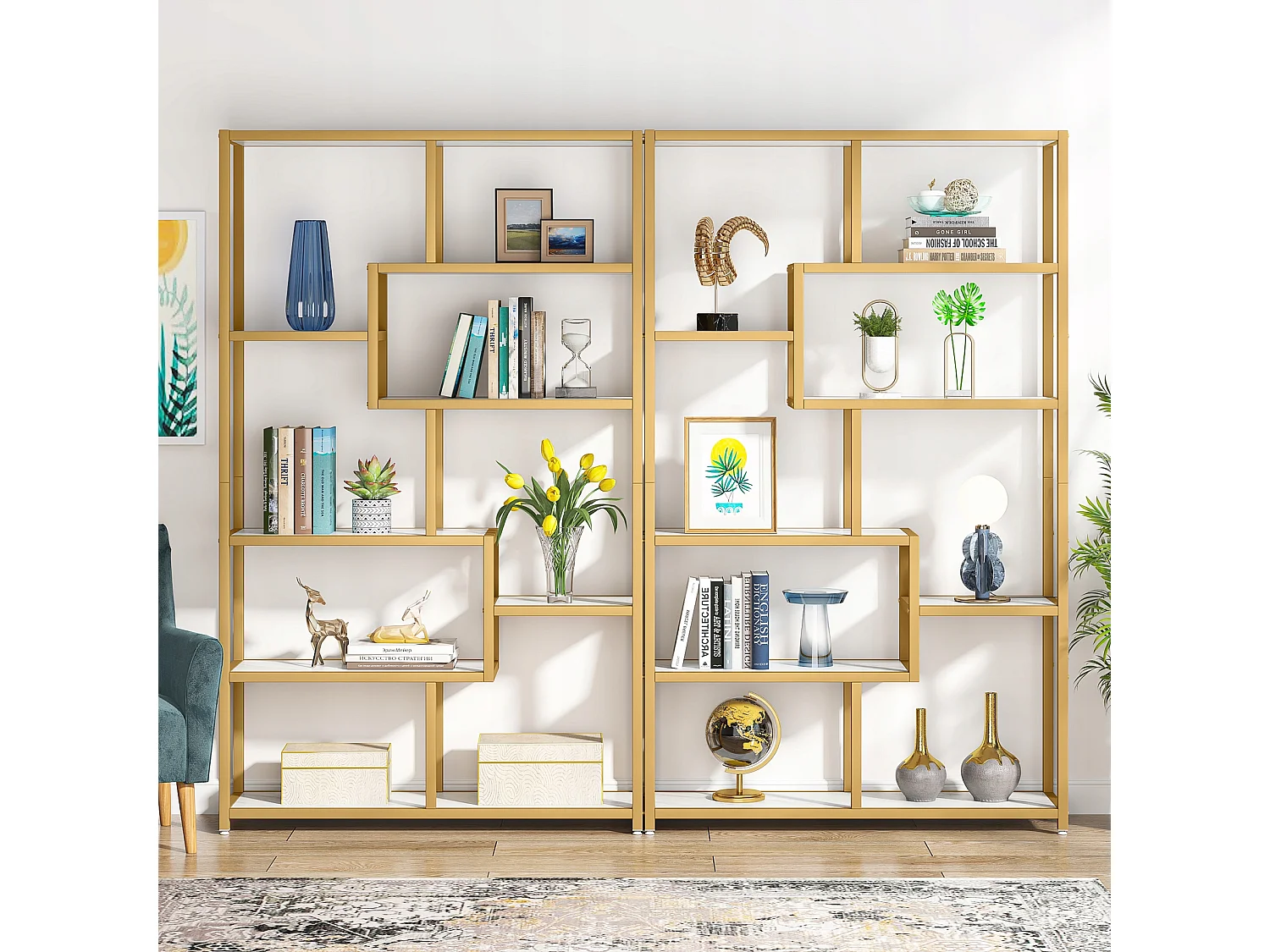 Bibliothèque à 8 étages, 100 x 30 x 180 cm Étagère indépendante, étagère sur Pied Étagères de Rangement décoratives