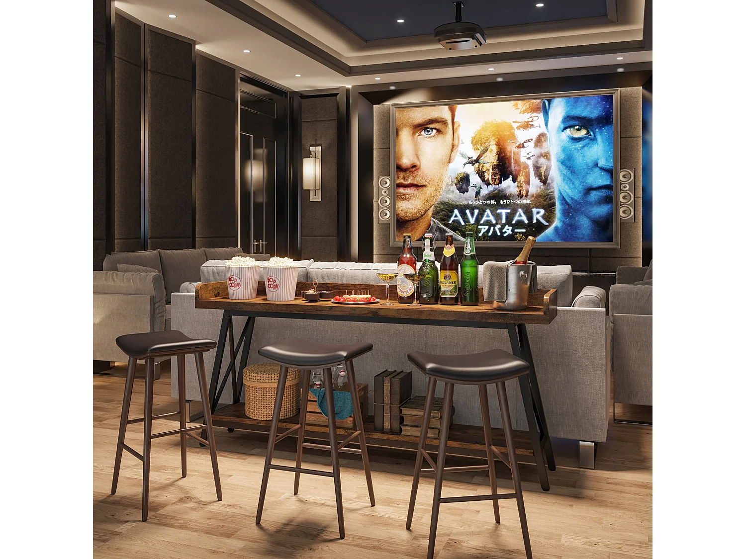 Table Console Derrière Le Canapé 180 cm Extra Longue, Table de Canapé Industrielle Rustique pour Salon, Table de Bar Longue