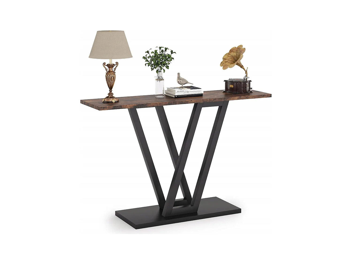 Console Meuble, Console d’entrée de Couloir Industrielle, Tables d'entrée de 110 cm Table de canapé étroite pour Salon, Marron Rustique