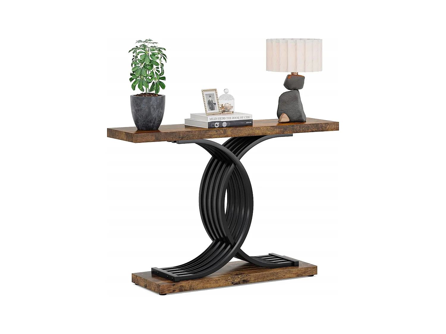 Table Console d'entrée, 100 x 29,5 x 80 cm Table Console Vintage, Table d'entrée avec Pieds métalliques géométriques