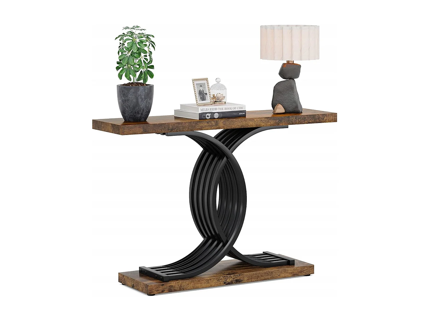 Table Console d'entrée, 100 x 29,5 x 80 cm Table Console Vintage, Table d'entrée avec Pieds métalliques géométriques