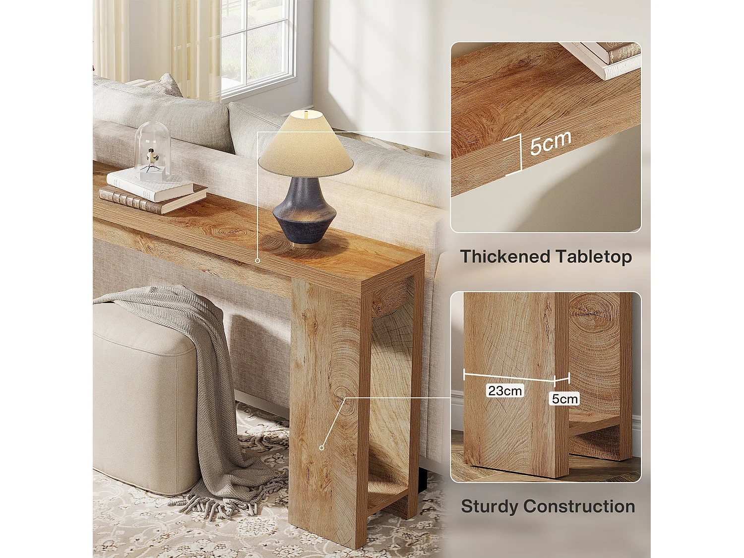 Table Console 160 x 29,5 x 85 cm, Table d'appoint, Table de Couloir, Table Basse pour Petits espaces