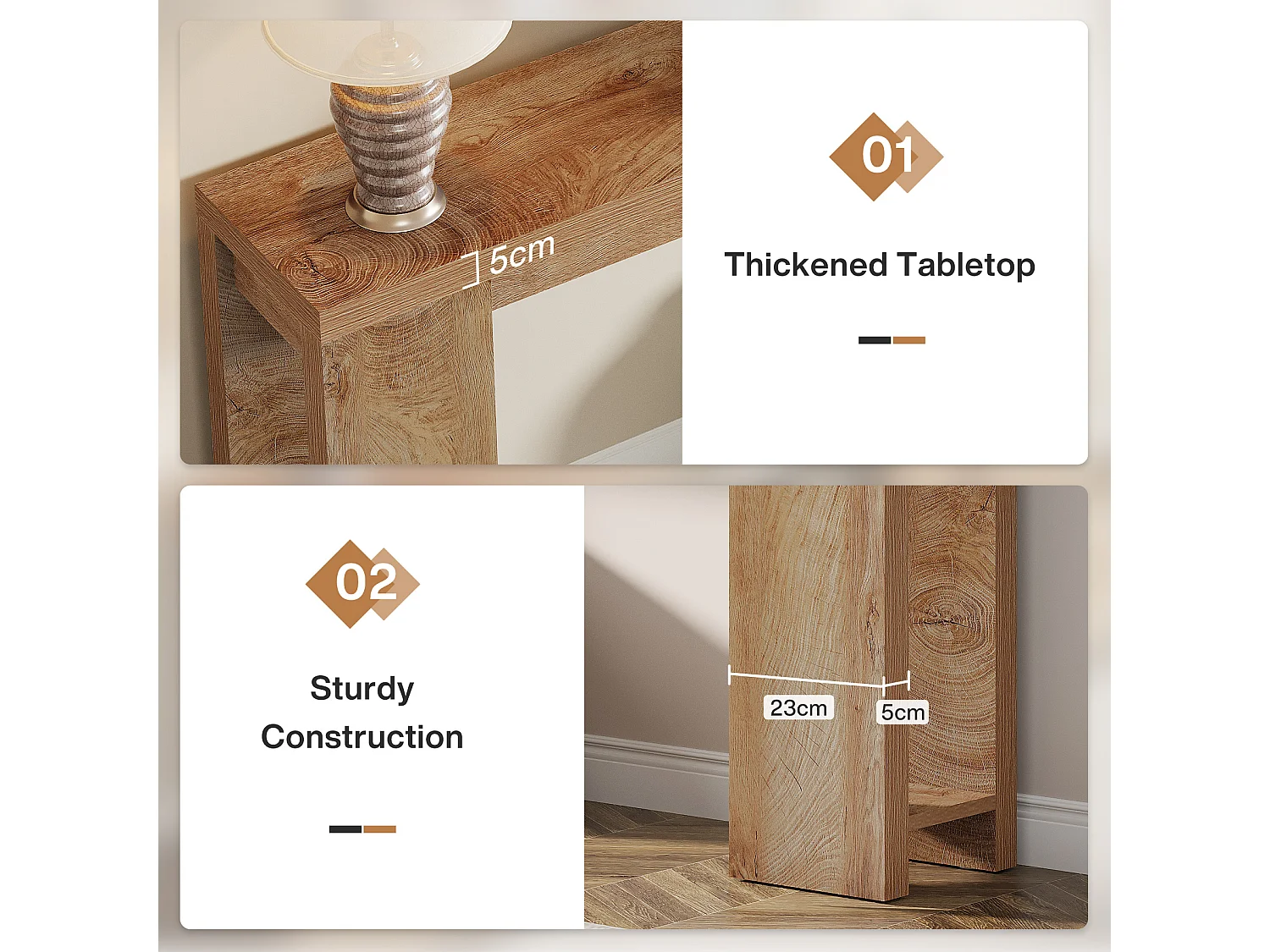 Table Console 160 x 29,5 x 85 cm, Table d'appoint, Table de Couloir, Table Basse pour Petits espaces