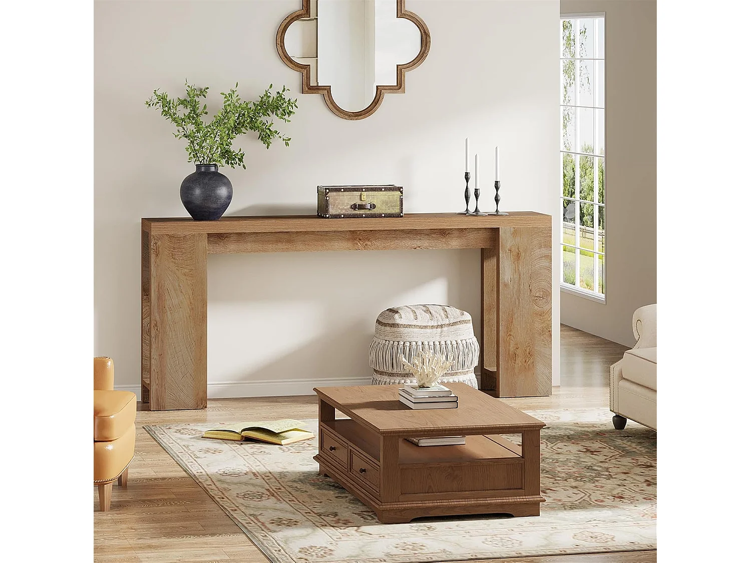 Table Console 160 x 29,5 x 85 cm, Table d'appoint, Table de Couloir, Table Basse pour Petits espaces