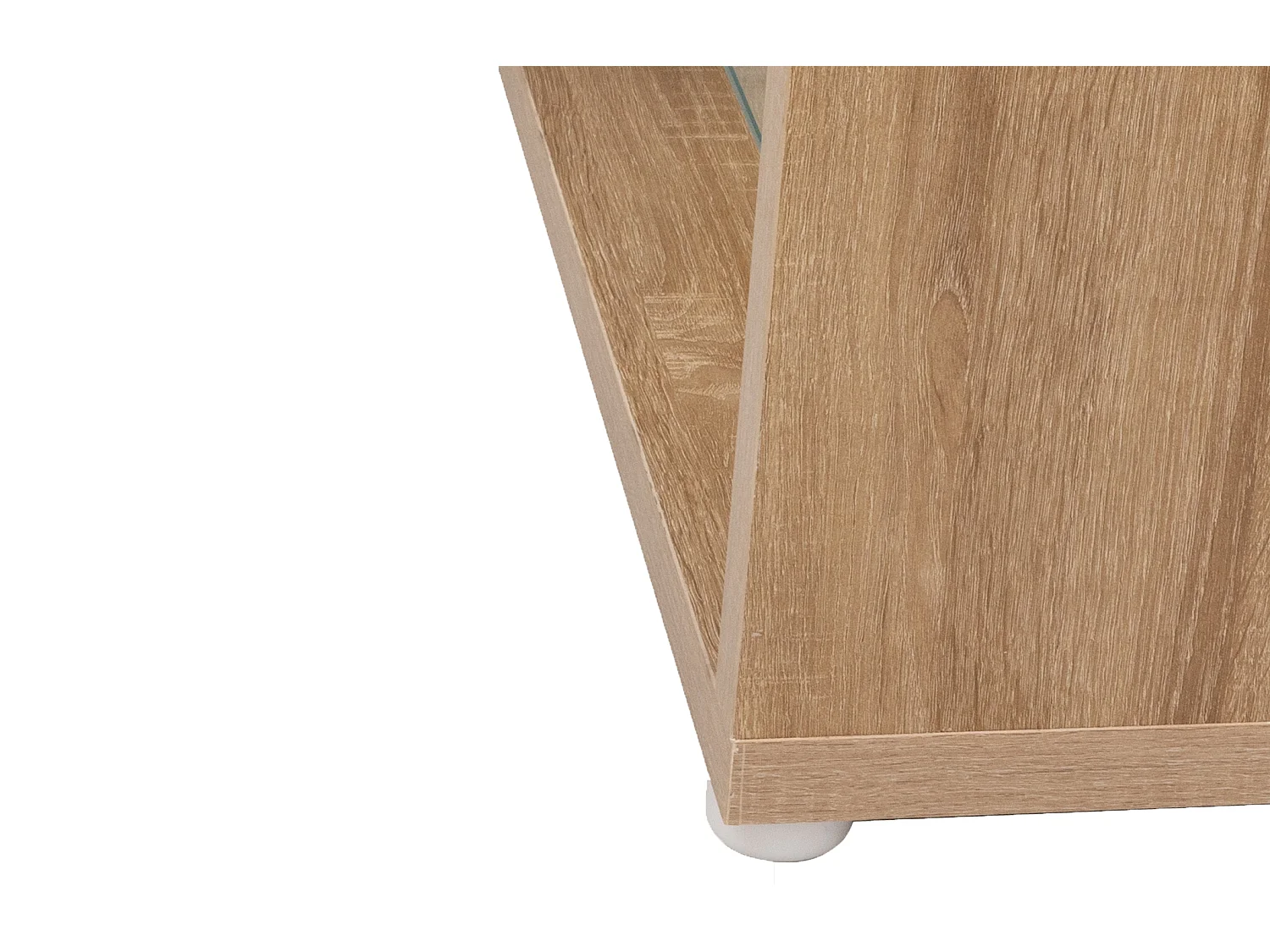 Meubles TV blanc brillant et bois vitrées et éclairage LED variable 170*36*38cm FASLASH