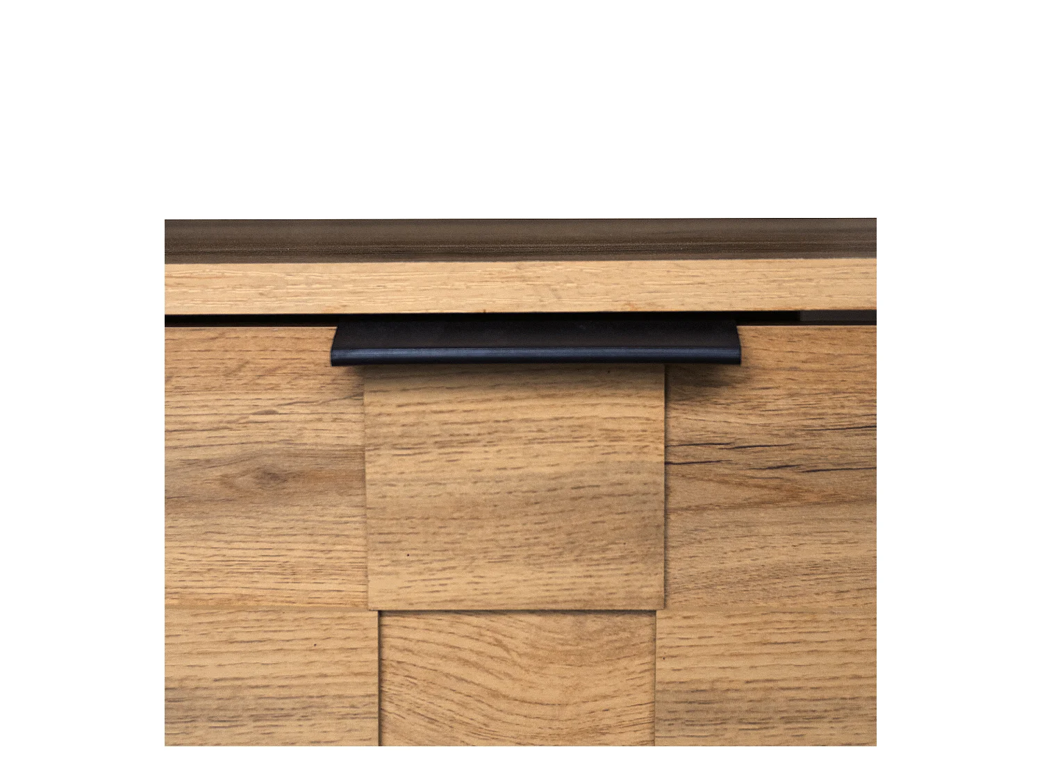 Meuble TV moderne effet bois avec 2 portes et 2 compartiments ouverts 160x35x45cm Dhaasti