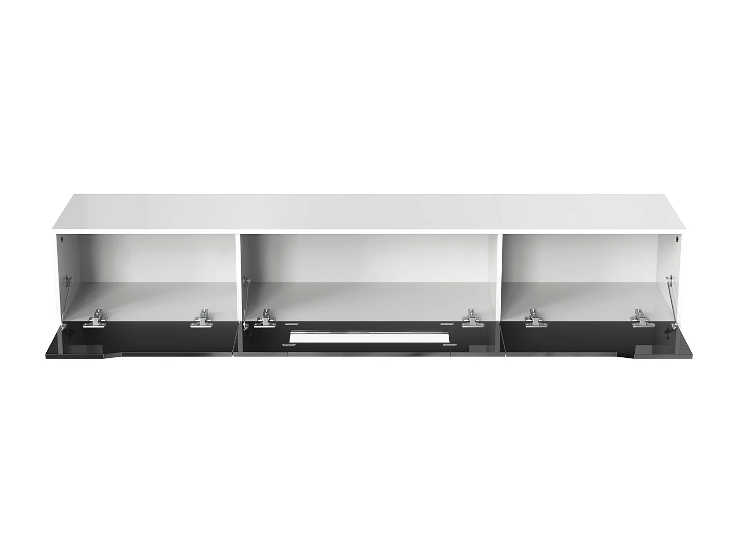 Meuble TV haute brillance noir et blanc avec éclairage LED à couleur changeante portes Push-to-Open 180*30 GOKAINS