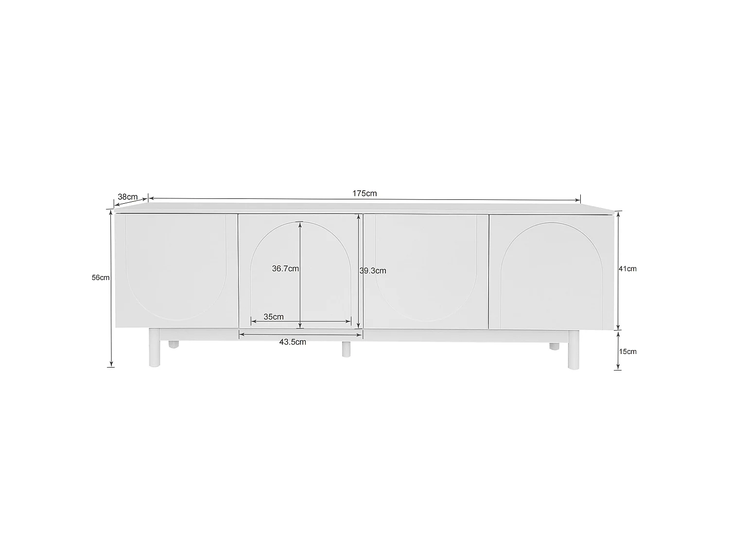 URBAN MEUBLE Meuble TV blanc style luxe portes texturées forme de U