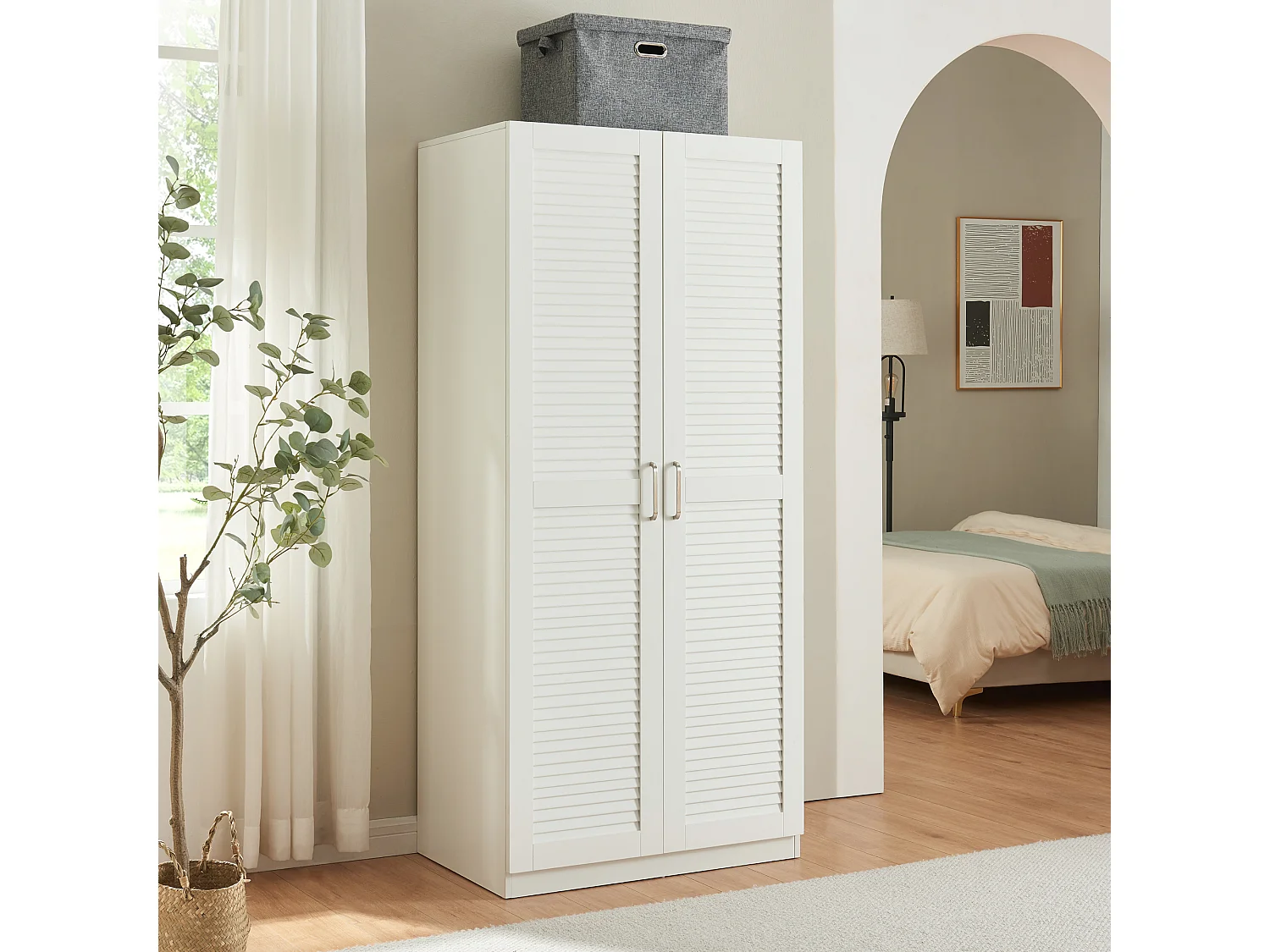 Armoire de chambre Finning 1 étagère MDF 176 x 80 x 52 cm blanc [en.casa]