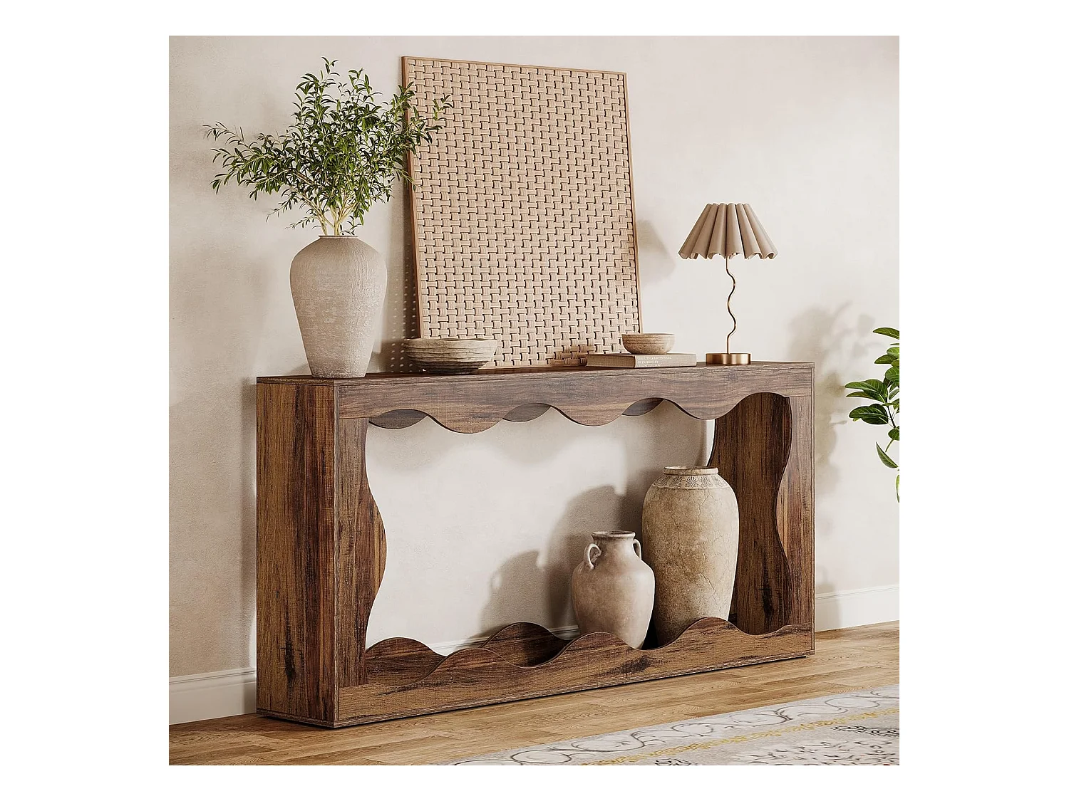Mesa console de madeira de 160 cm com armazenamento, mesa de apoio para sofá atrás do sofá, mesa de entrada longa, mesa console estreita