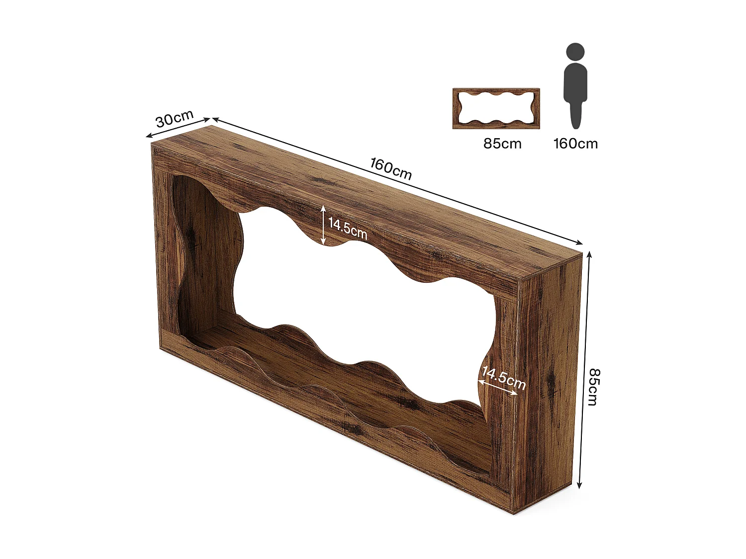 Table console de ferme de 160 cm avec rangement, table de canapé derrière le canapé, longue table d'entrée, table console étroite