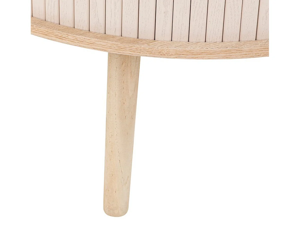 Table basse, table de salon avec 2 portes en bois coloris beige - diamètre 60 x Hauteur 40,7 cm