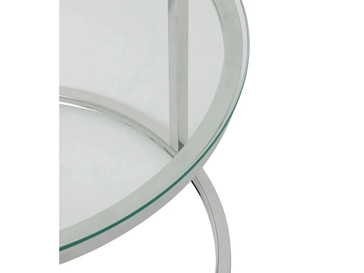 Set de 2 tables basses, tables de salon en verre et acier inoxydable