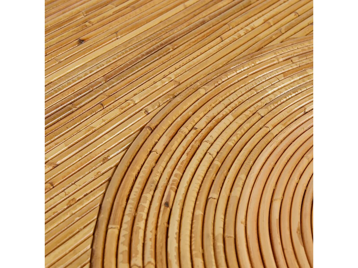 Table basse, table de salon ronde en bois de rotin coloris naturel -  diamètre 70 x Hauteur 45 cm